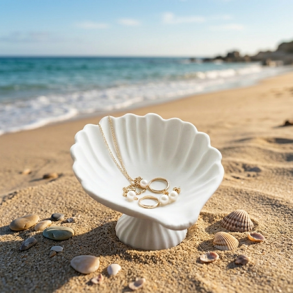 Jewelry Making Tray - Seashell Jewelry Dish Trinket Tray White