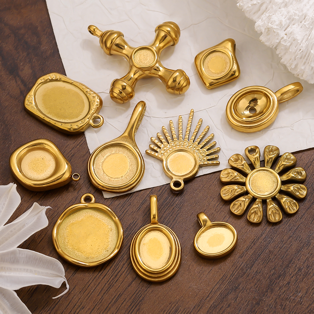 Jewelry Making Tray - 4-5PCS Stainless Steel Gold Charms Round