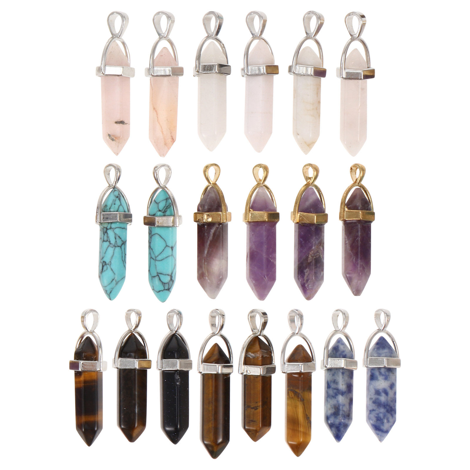 Jewelry Making Ideas With Beads - 20Pcs Hexagonal Stone Beads Crystal Pendants