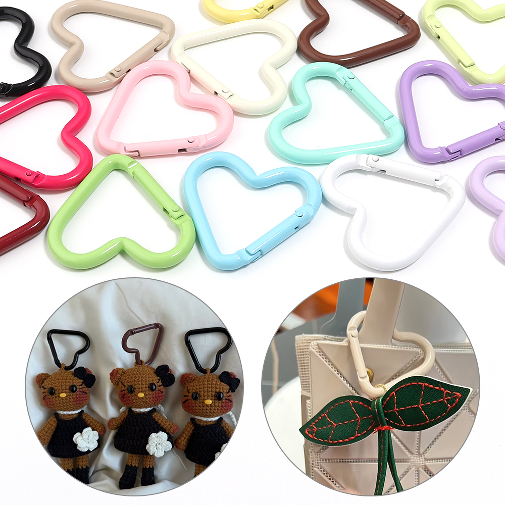 Jewelry Making Material - 5pcs Colorful Heart-shaped Aluminum Alloy Carabiner