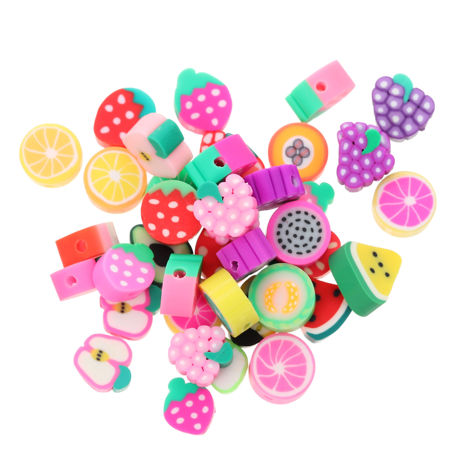 Jewelry Making Ideas With Beads - 100Pcs Premium Polymer Clay Fruit Beads