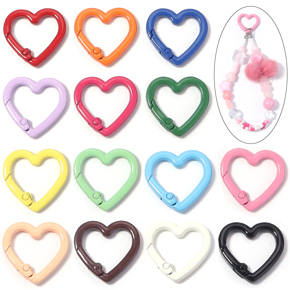 Jewelry Making Material - 5pcs Alloy Heart Spring Clasps Snap