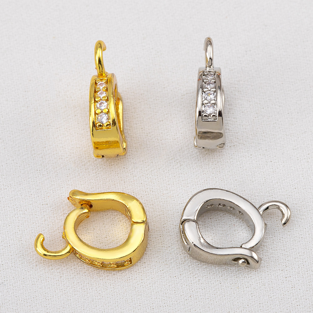 18K Gold Plated Zircon Bail Pe - Jewelry Making Charms 评论和价格