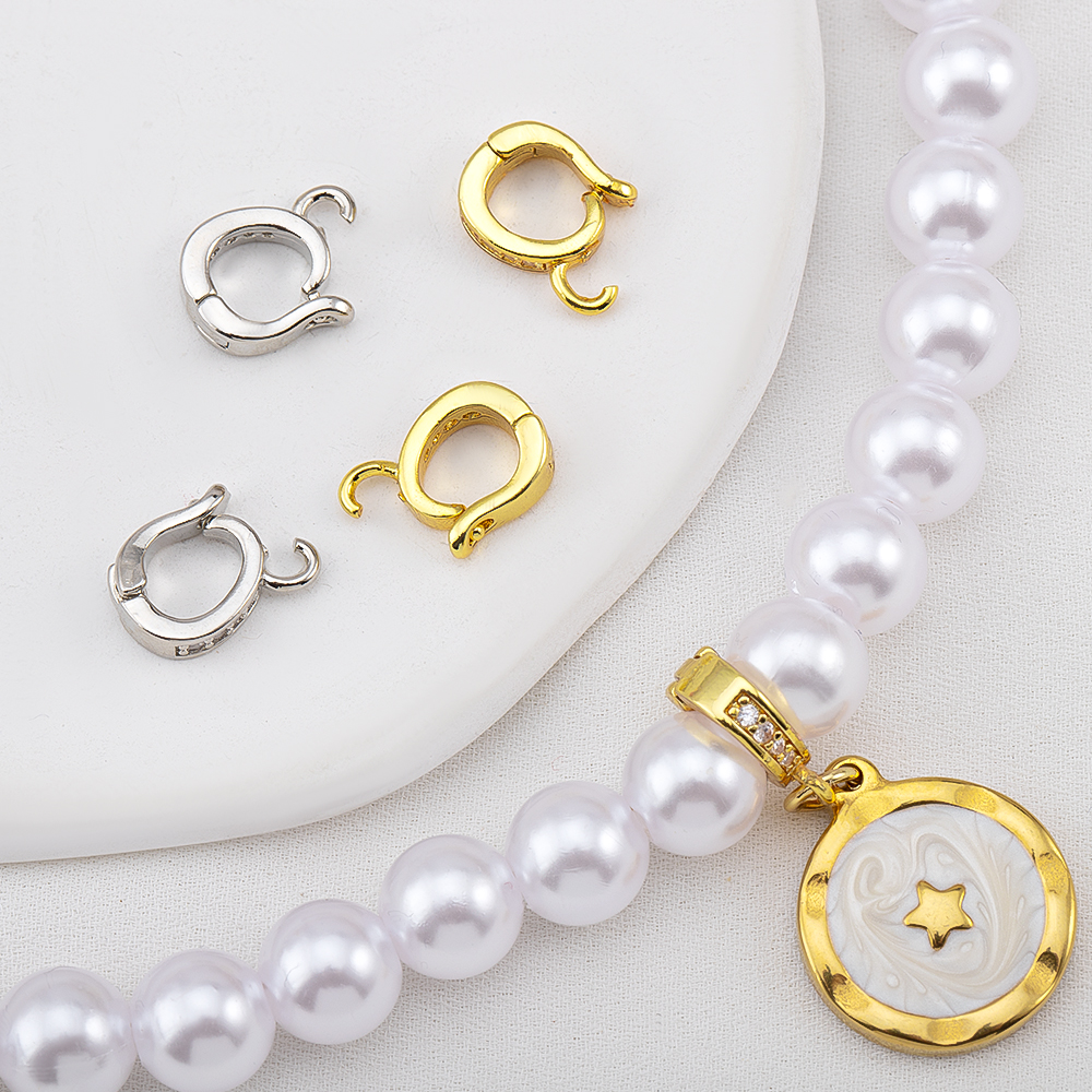 18K Gold Plated Zircon Bail Pe - Jewelry Making Charms 评论和价格