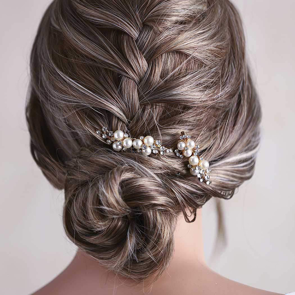 2Pcs Simple Wedding Hair Combs - Jewelry Making With Beads 评论和价格
