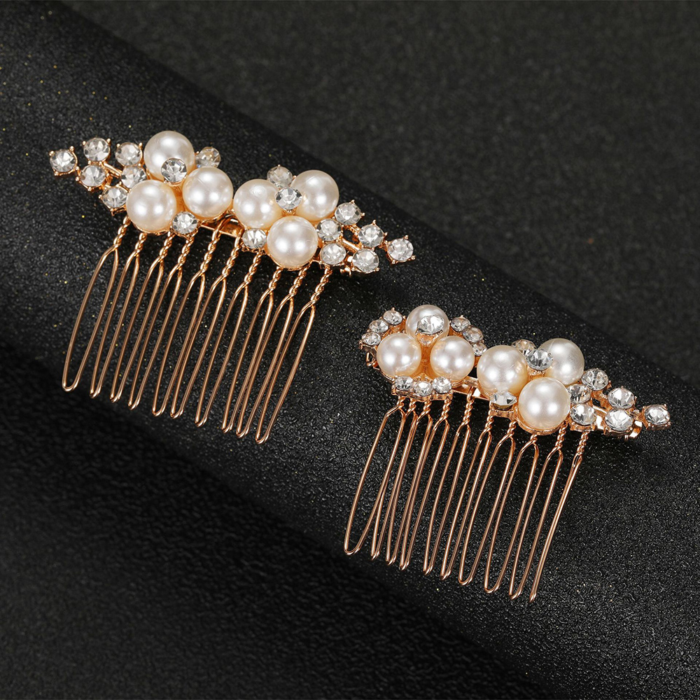 2Pcs Simple Wedding Hair Combs - Jewelry Making With Beads 评论和价格