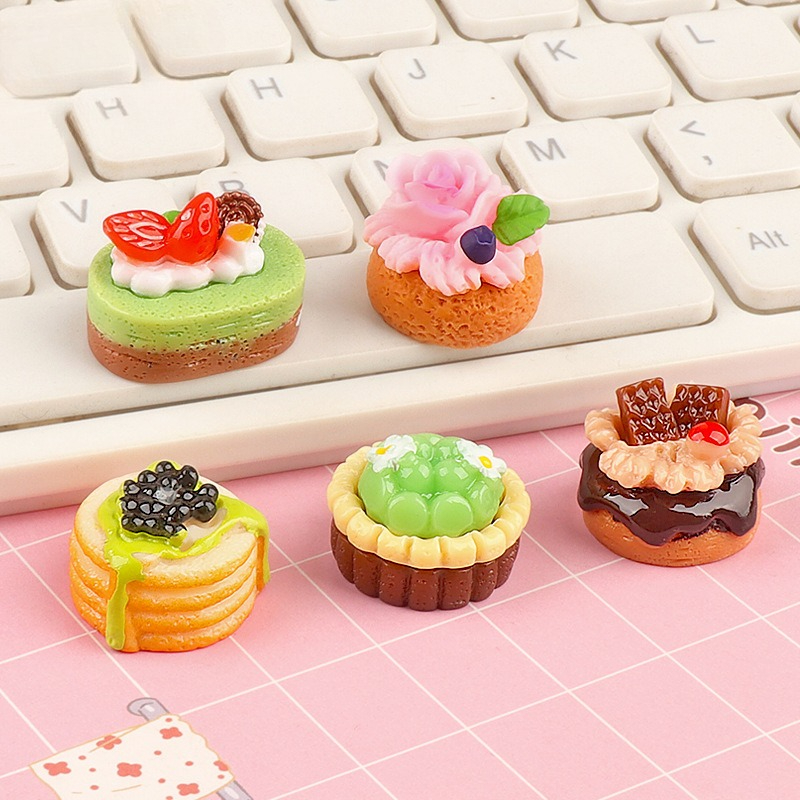 5pcs Cute Mini Fruit Cake Resi - Jewelry Making Desk 评论和价格