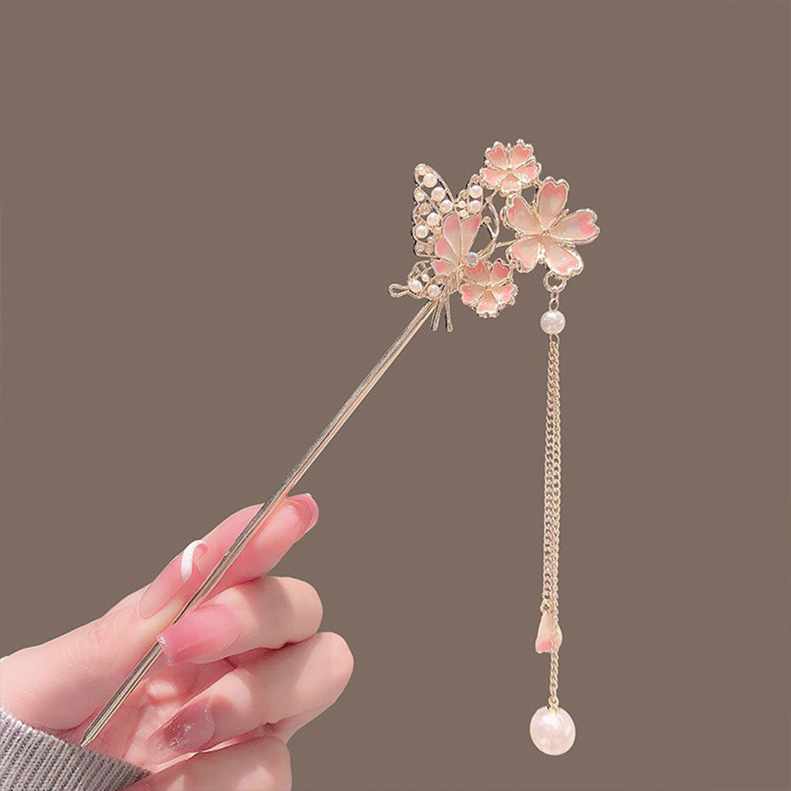 Pink Flower Butterfly Hair Pin - Jewelry Making With Beads 评论和价格