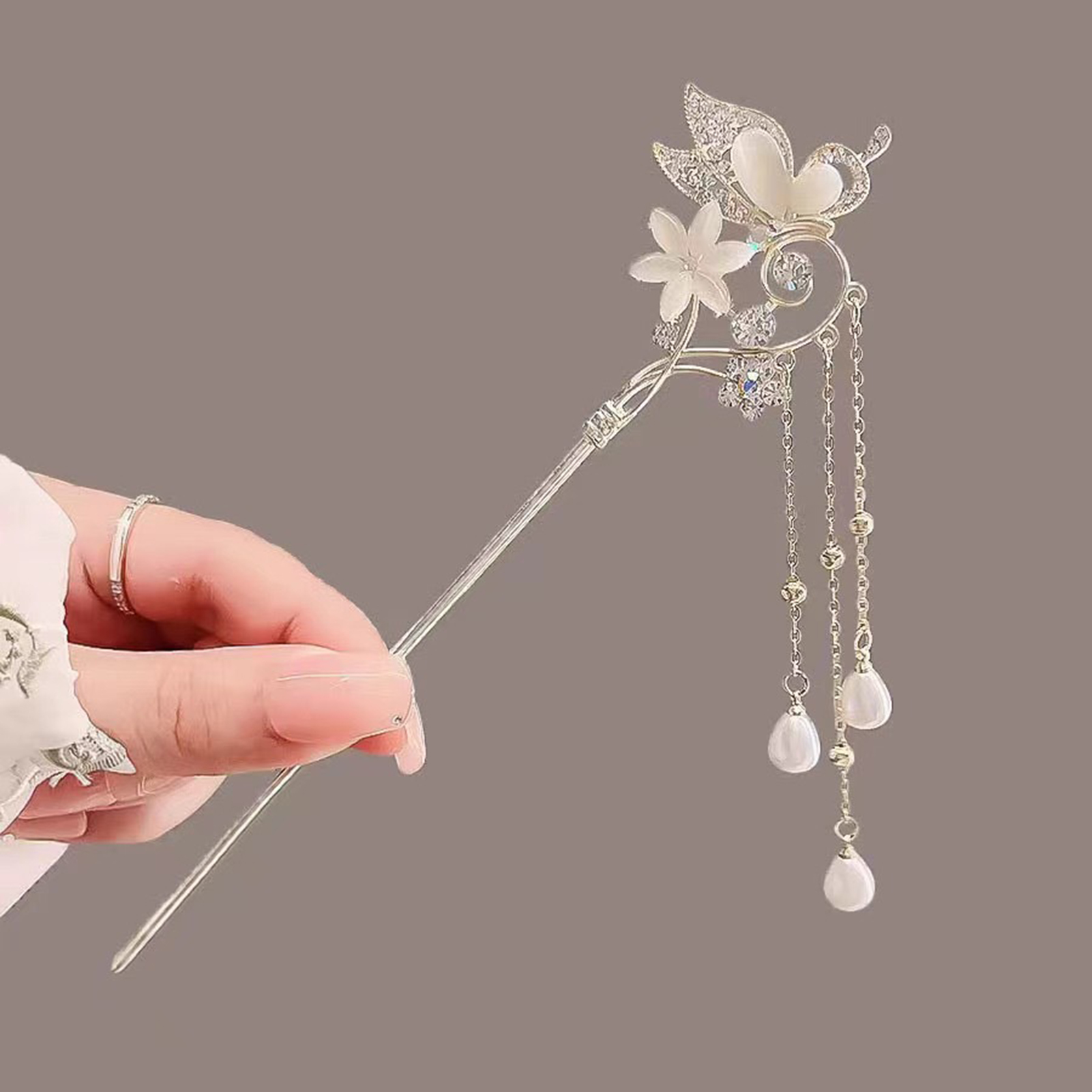 Pink Flower Butterfly Hair Pin - Jewelry Making With Beads 评论和价格