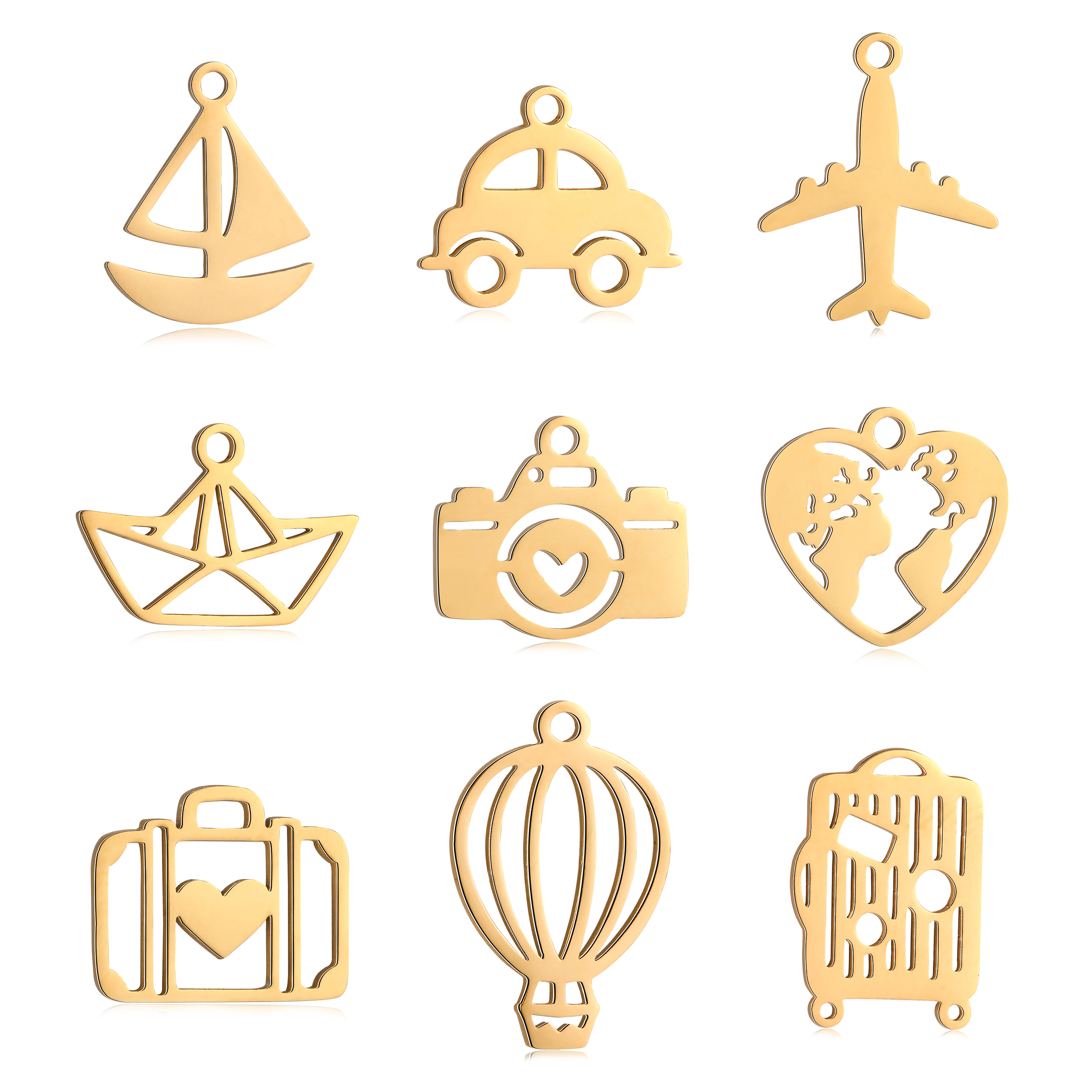5Pcs Travel Heart Map/Airplane - Jewelry Making Videos 评论和价格