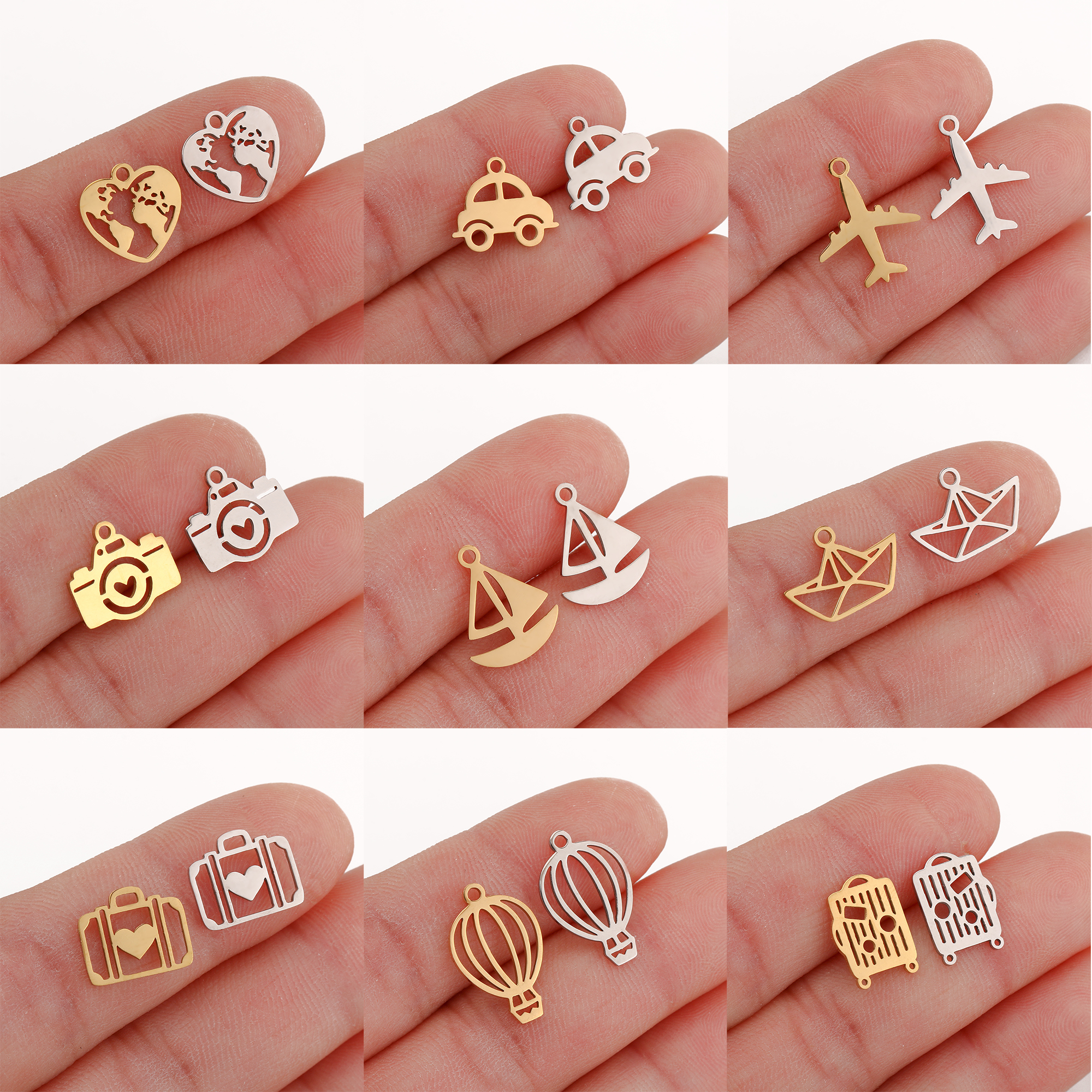 5Pcs Travel Heart Map/Airplane - Jewelry Making Videos 评论和价格