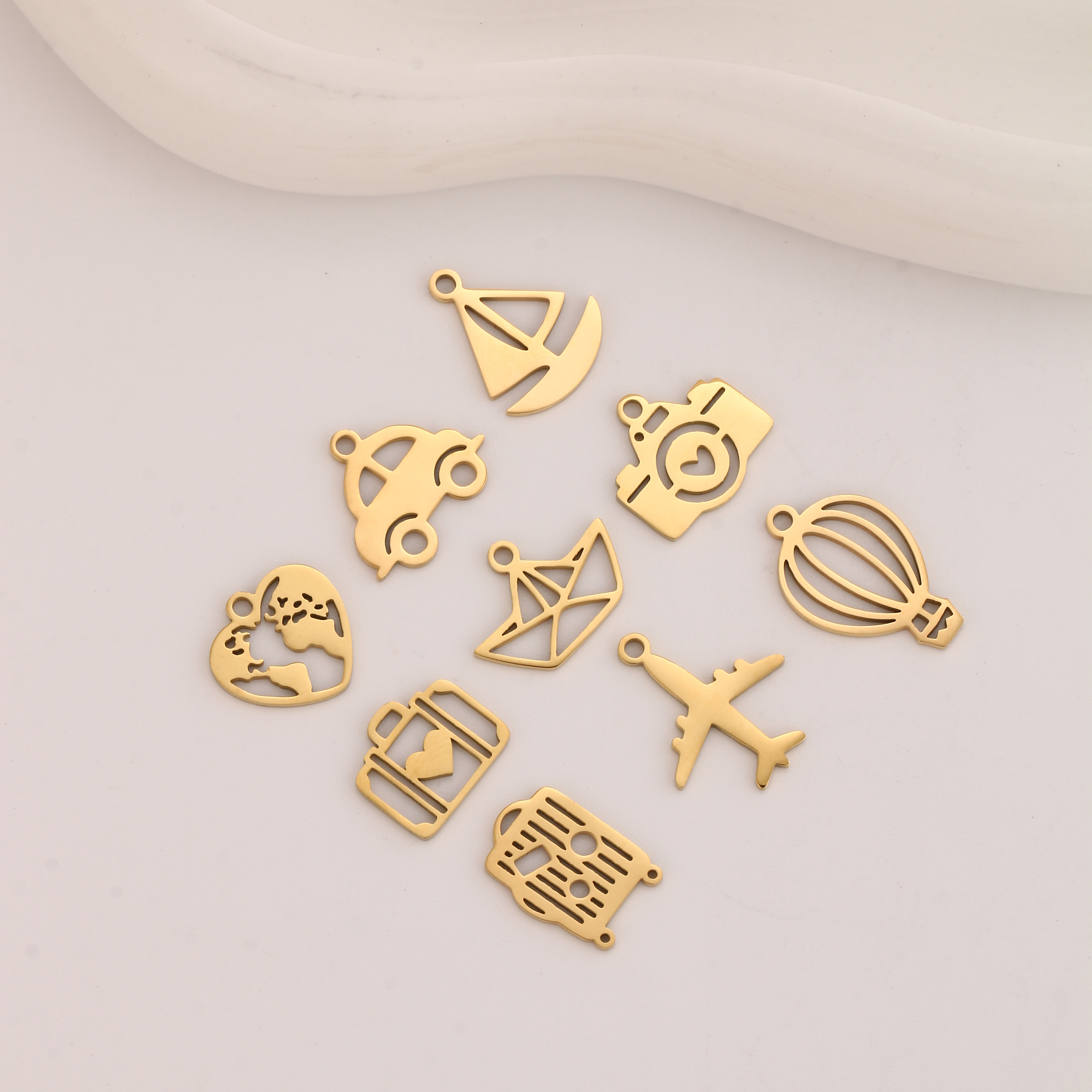 5Pcs Travel Heart Map/Airplane - Jewelry Making Videos 评论和价格