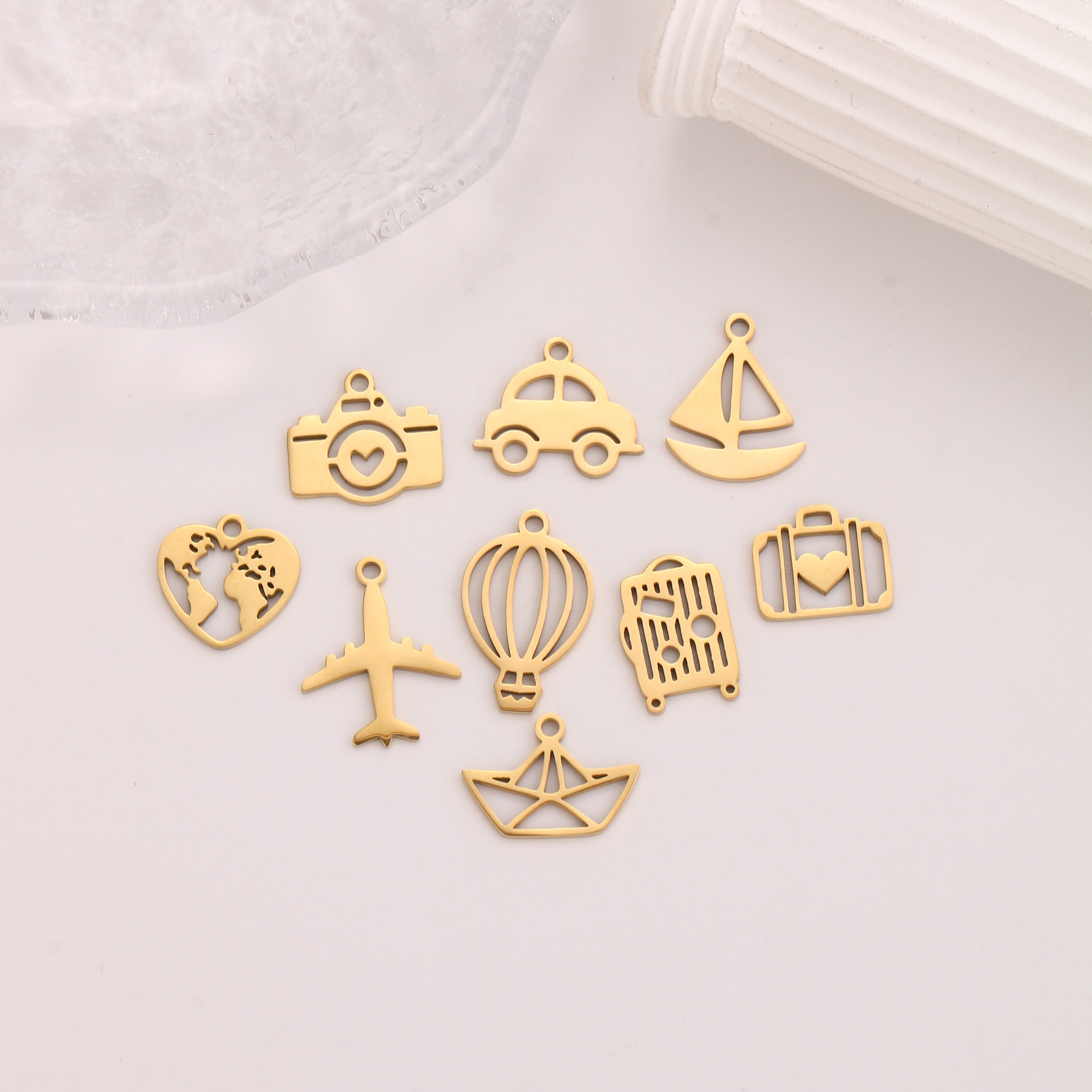 5Pcs Travel Heart Map/Airplane - Jewelry Making Videos 评论和价格