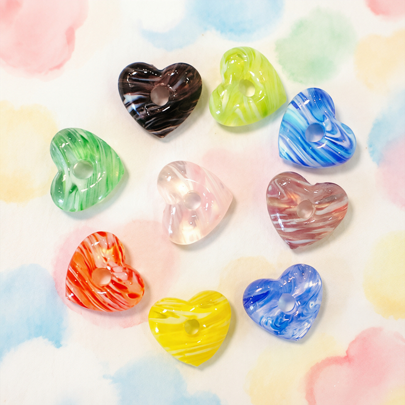 2pcs Mini Hollow Heart Glass B - Jewelry Making Ideas With Beads 评论和价格