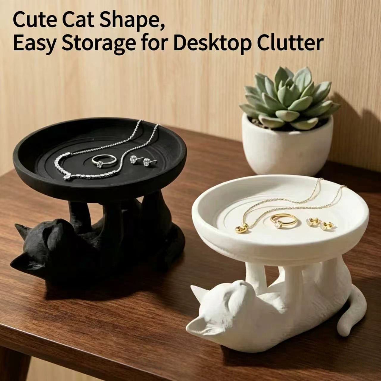 Cute Cat Shaped Desktop Storag - Jewelry Making Desk 评论和价格