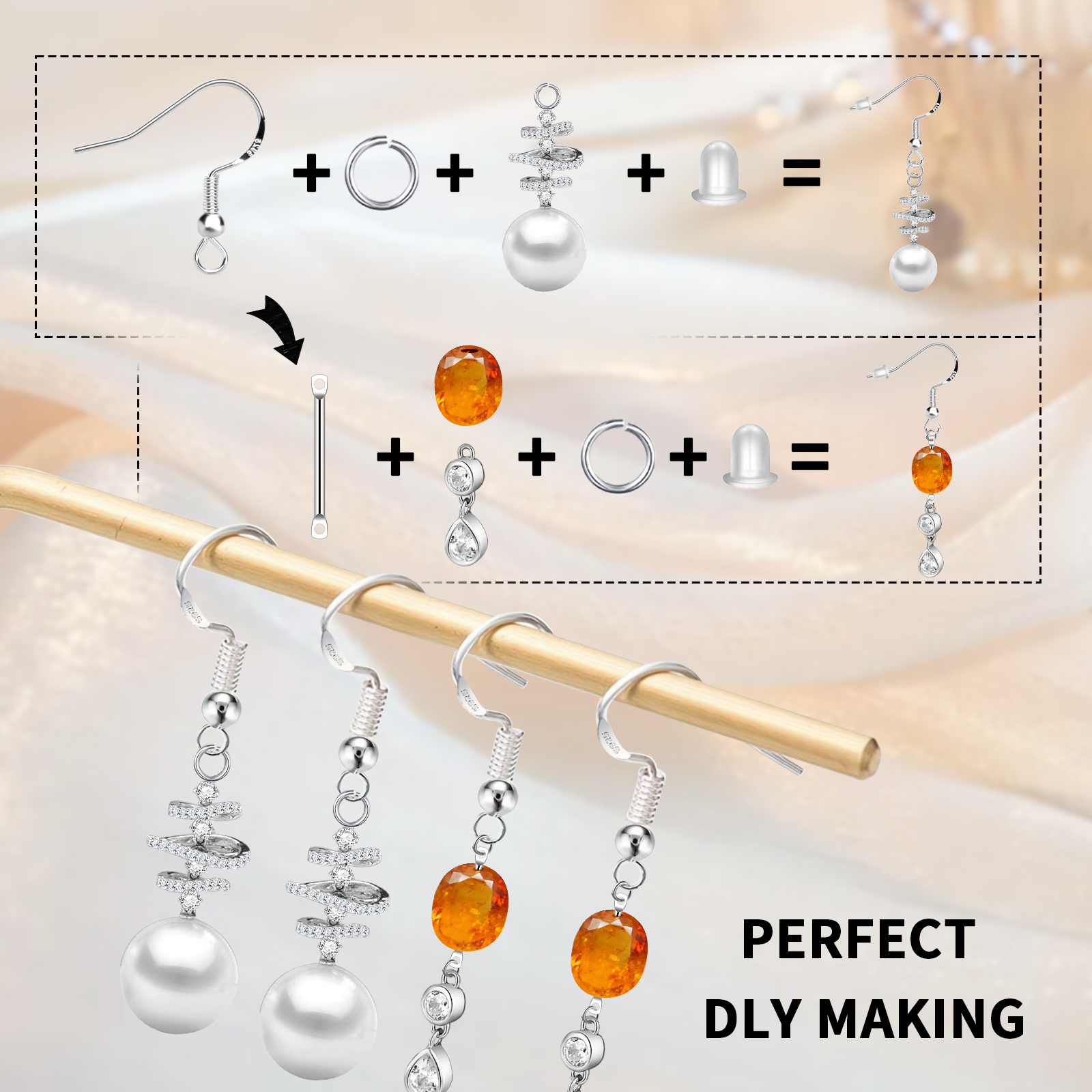 925 Silver/Gold Plated Earring - Jewelry Making Material 评论和价格