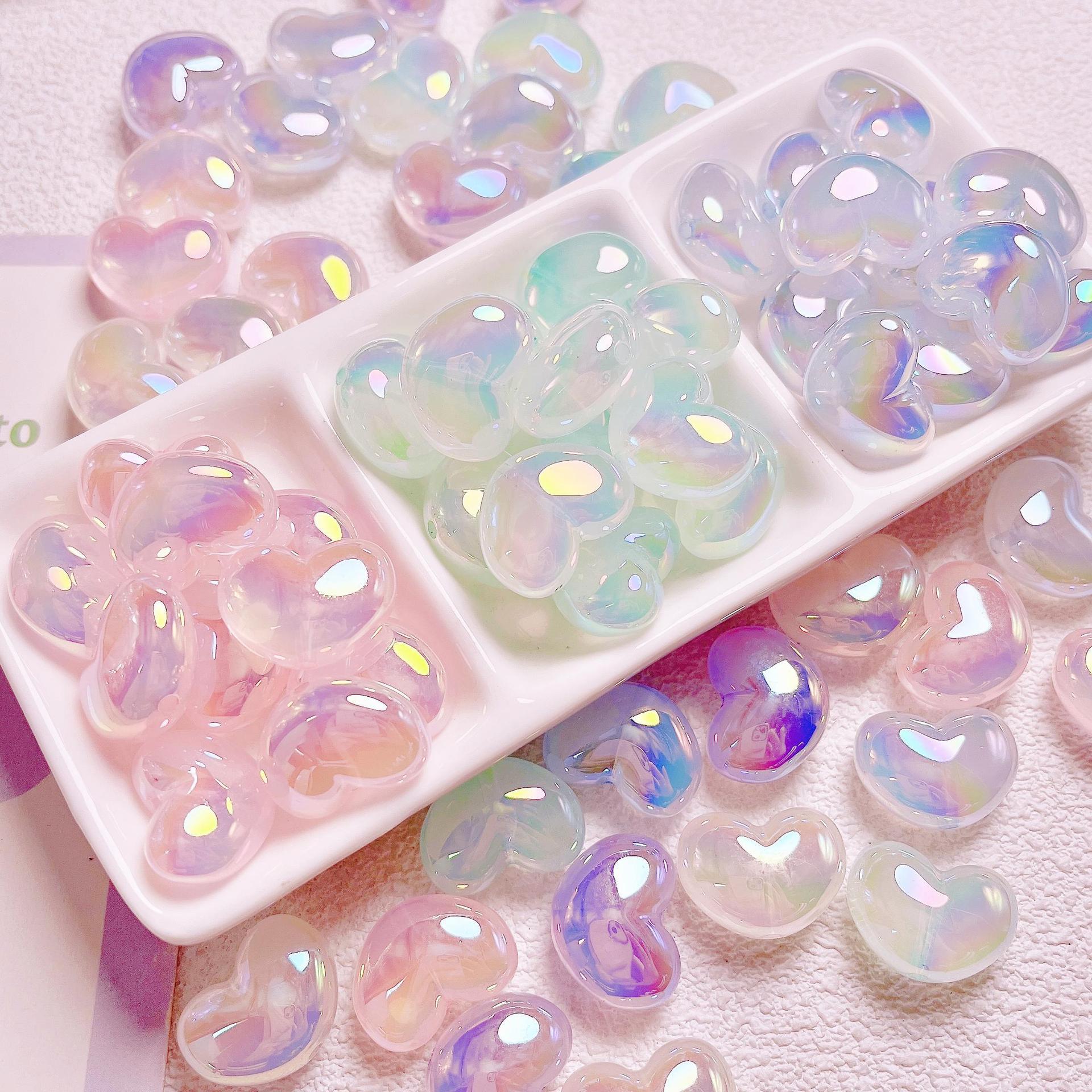 10Pcs Heart Transparent Glitte - Jewelry Making Ideas With Beads 评论和价格