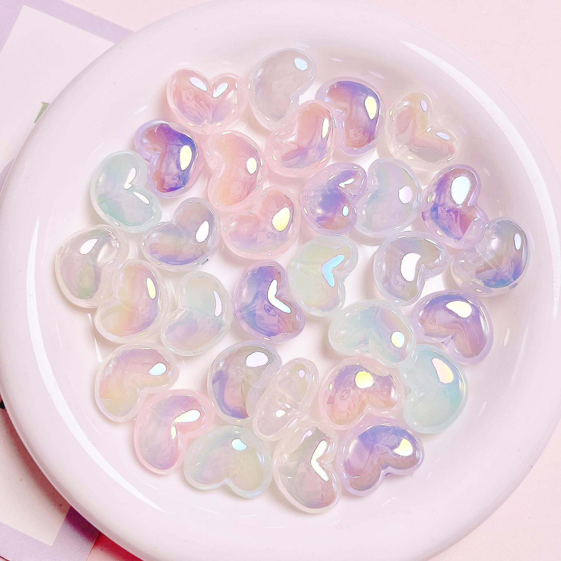 10Pcs Heart Transparent Glitte - Jewelry Making Ideas With Beads 评论和价格