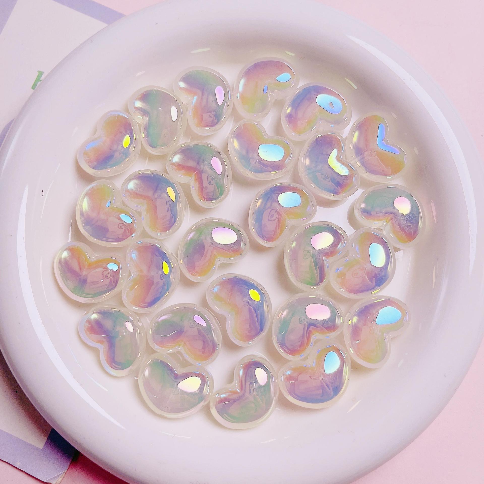 10Pcs Heart Transparent Glitte - Jewelry Making Ideas With Beads 评论和价格