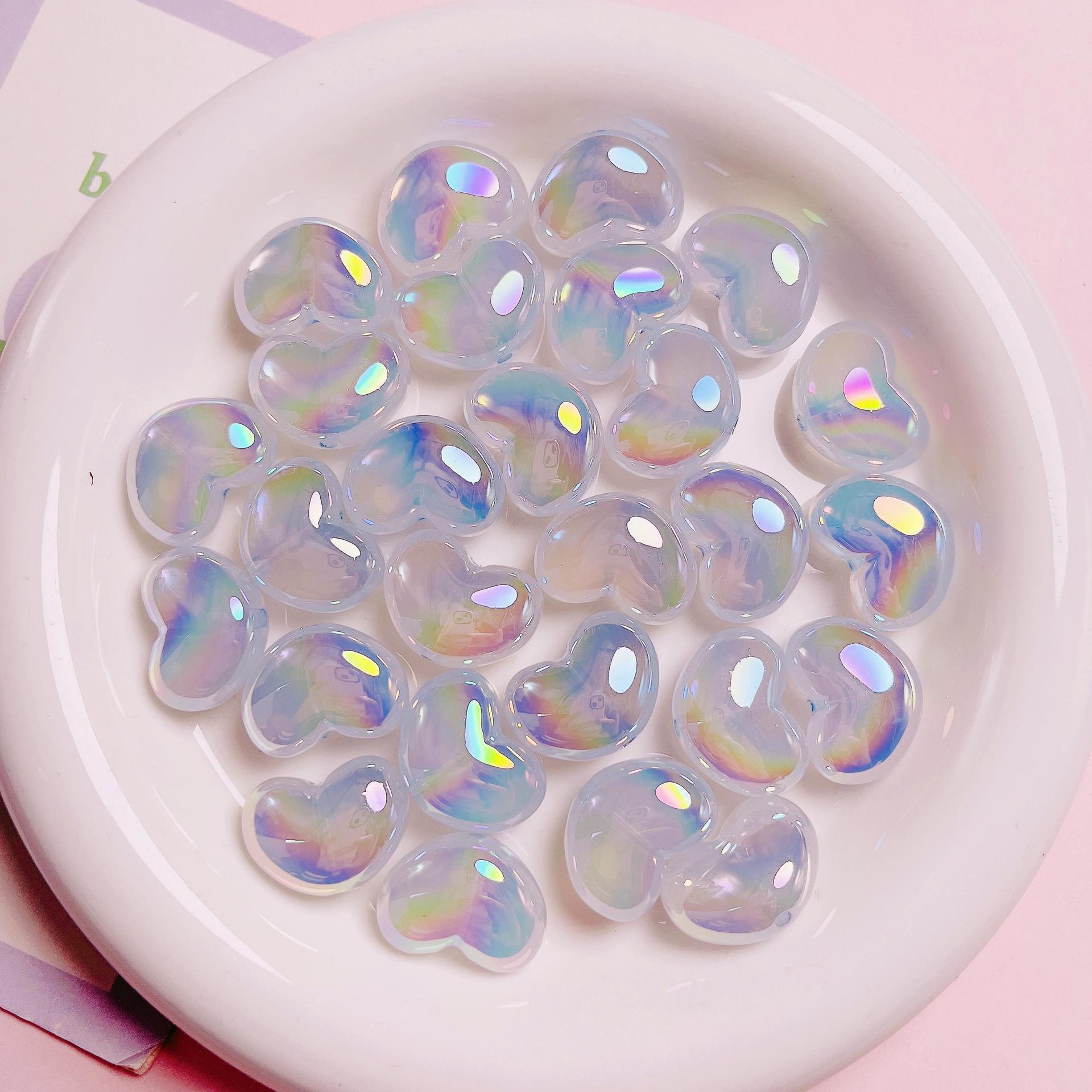 10Pcs Heart Transparent Glitte - Jewelry Making Ideas With Beads 评论和价格