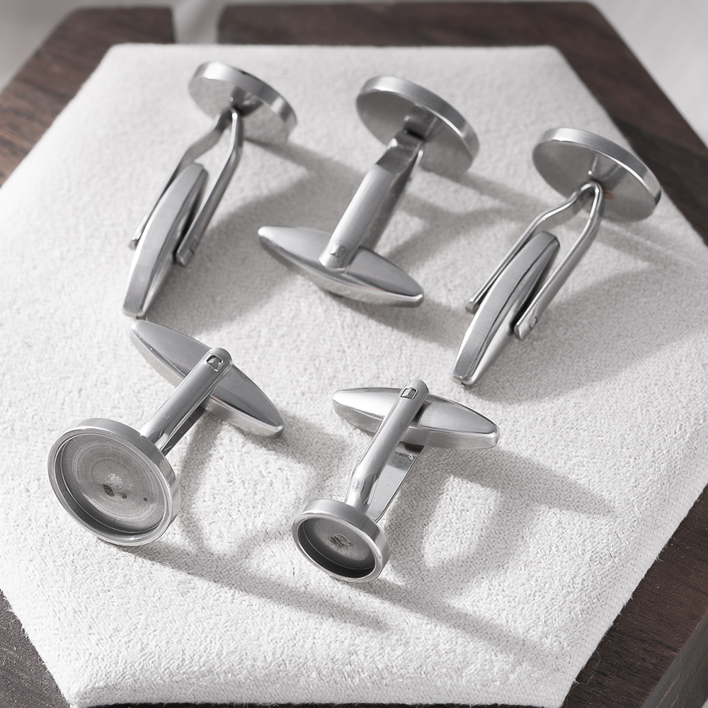 5Pcs Stainless Steel Cufflinks - Jewelry Making Tray 评论和价格