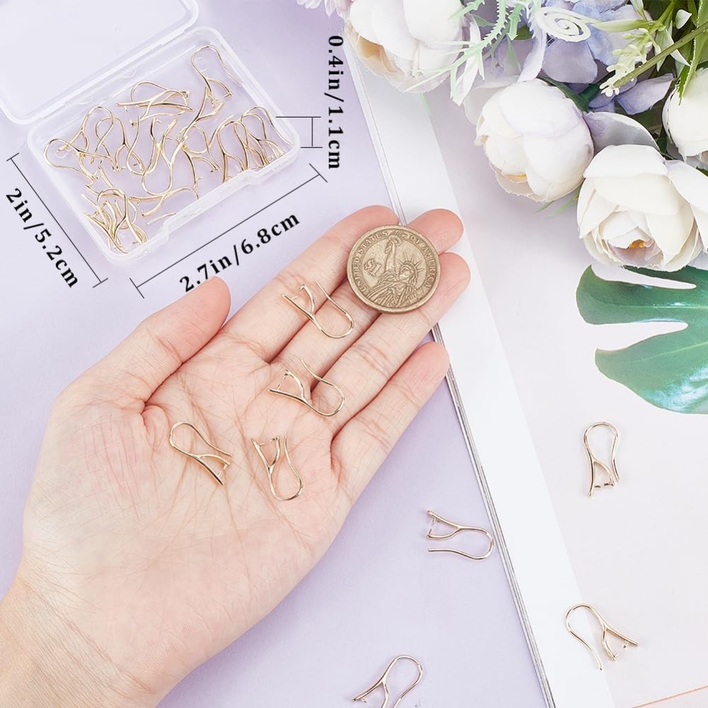 30Pcs Earring Hooks with Pinch - Jewelry Making Gold Wire 评论和价格