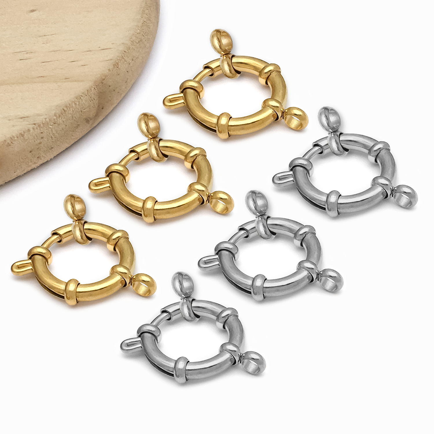 2pcs Stainless Steel Round Cla - Jewelry Making Material 评论和价格
