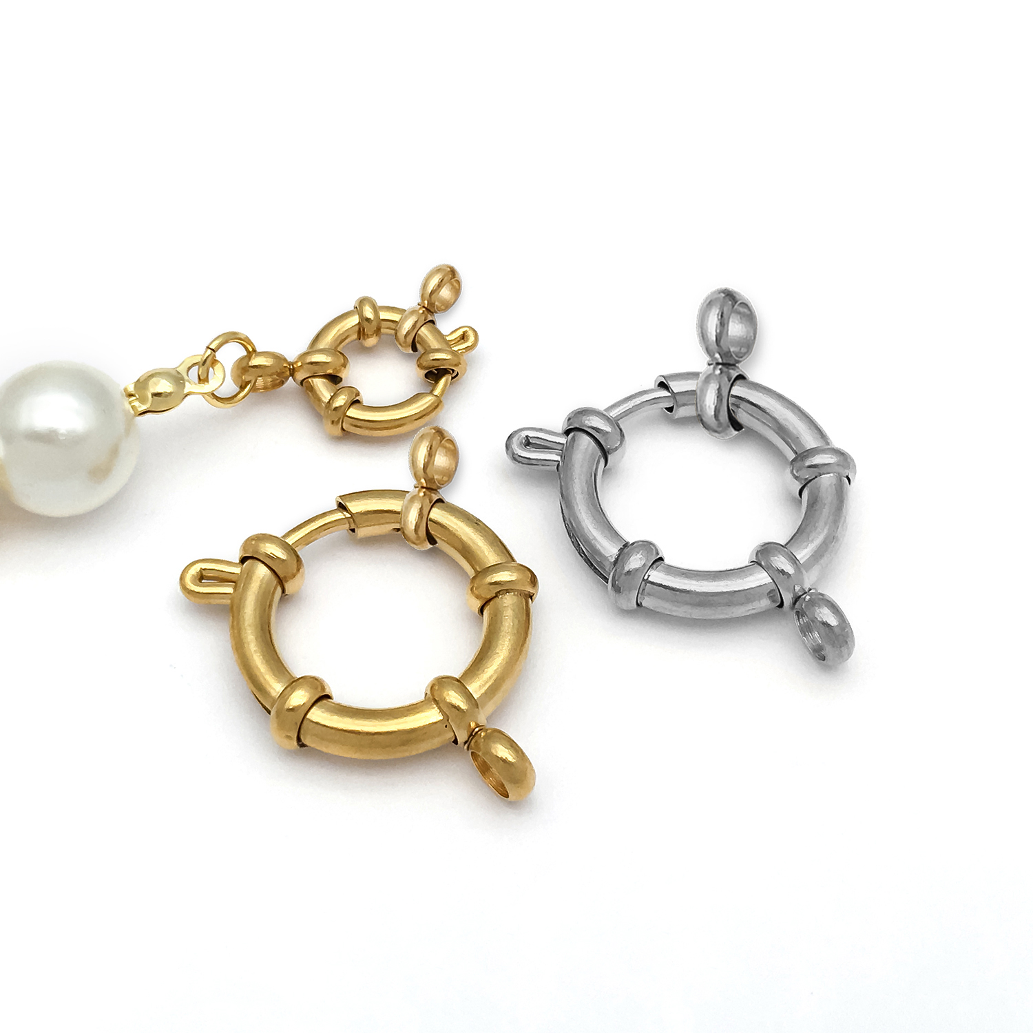 2pcs Stainless Steel Round Cla - Jewelry Making Material 评论和价格