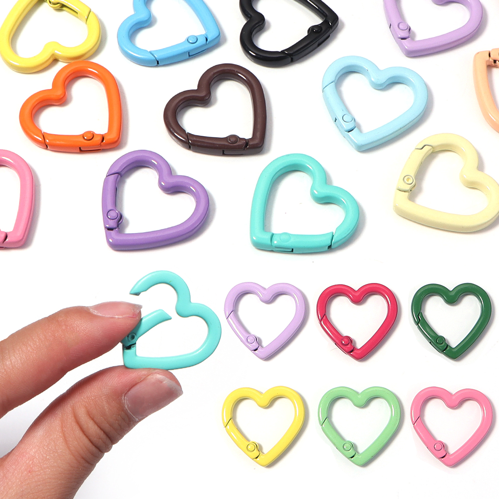 5pcs Alloy Heart Spring Clasps - Jewelry Making Material 评论和价格